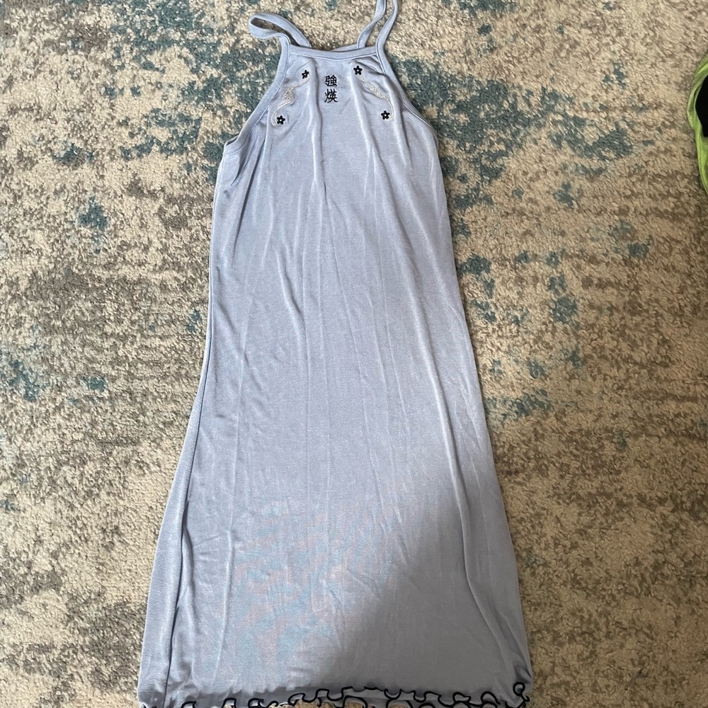 Stylish Light Blue Halter Maxi Dress